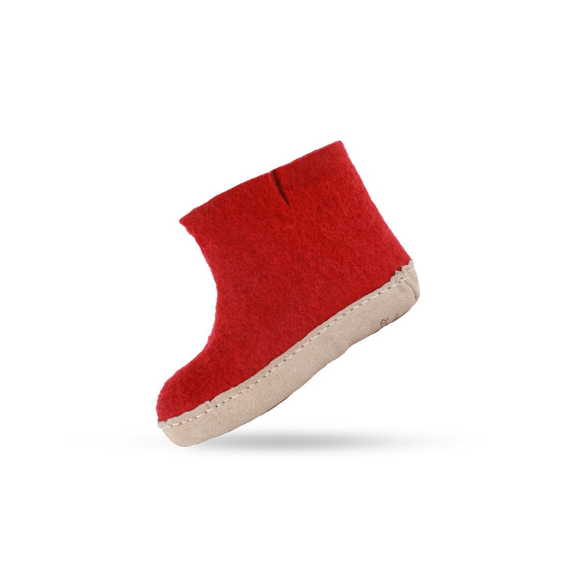 Wollstiefel für Kinder (100 % reine Wolle) – Modell Rot mit Ledersohle – Dänisches Design von SHUS