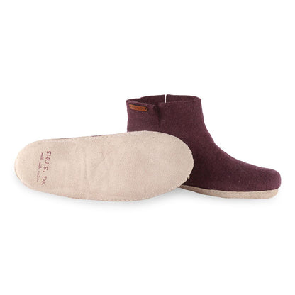 Wollstiefel für Kinder (100 % reine Wolle) – Modell Lila mit Ledersohle – Dänisches Design von SHUS