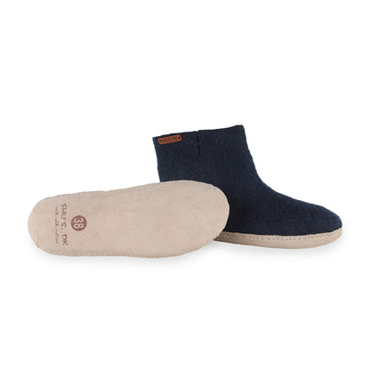 Wollstiefel (100 % reine Wolle) – Modell Blau mit Ledersohle – Dänisches Design von SHUS