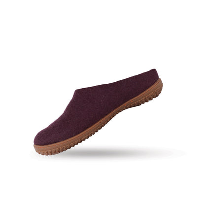 Wollpantoffel (100 % reine Wolle) – Modell Lila mit Gummisohle – Dänisches Design von SHUS