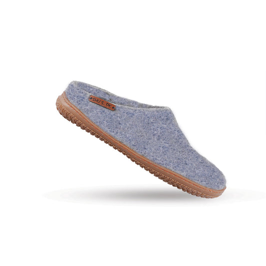 Wollpantoffel (100 % reine Wolle) – Modell Denim mit Gummisohle – dänisches Design von SHUS