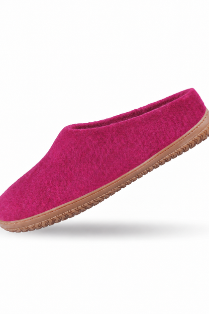 Wollpantoffel (100 % reine Wolle) – Modell Pink mit Gummisohle – Dänisches Design von SHUS