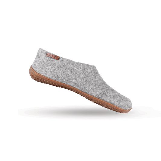 Wollhausschuhe (100 % reine Wolle) – Modell Grau mit Gummisohle – Dänisches Design von SHUS