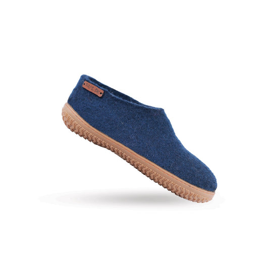 Wollhausschuhe (100 % reine Wolle) – Modell Blau mit Gummisohle – Dänisches Design von SHUS