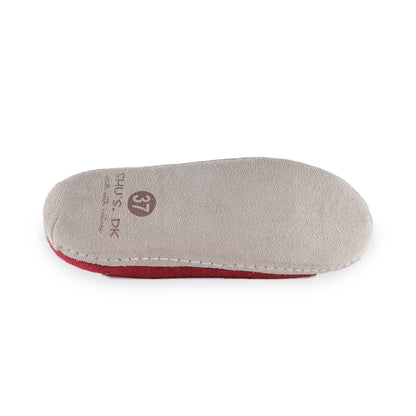 Wollpantoffel (100 % reine Wolle) – Modell Rot mit Ledersohle – Dänisches Design von SHUS