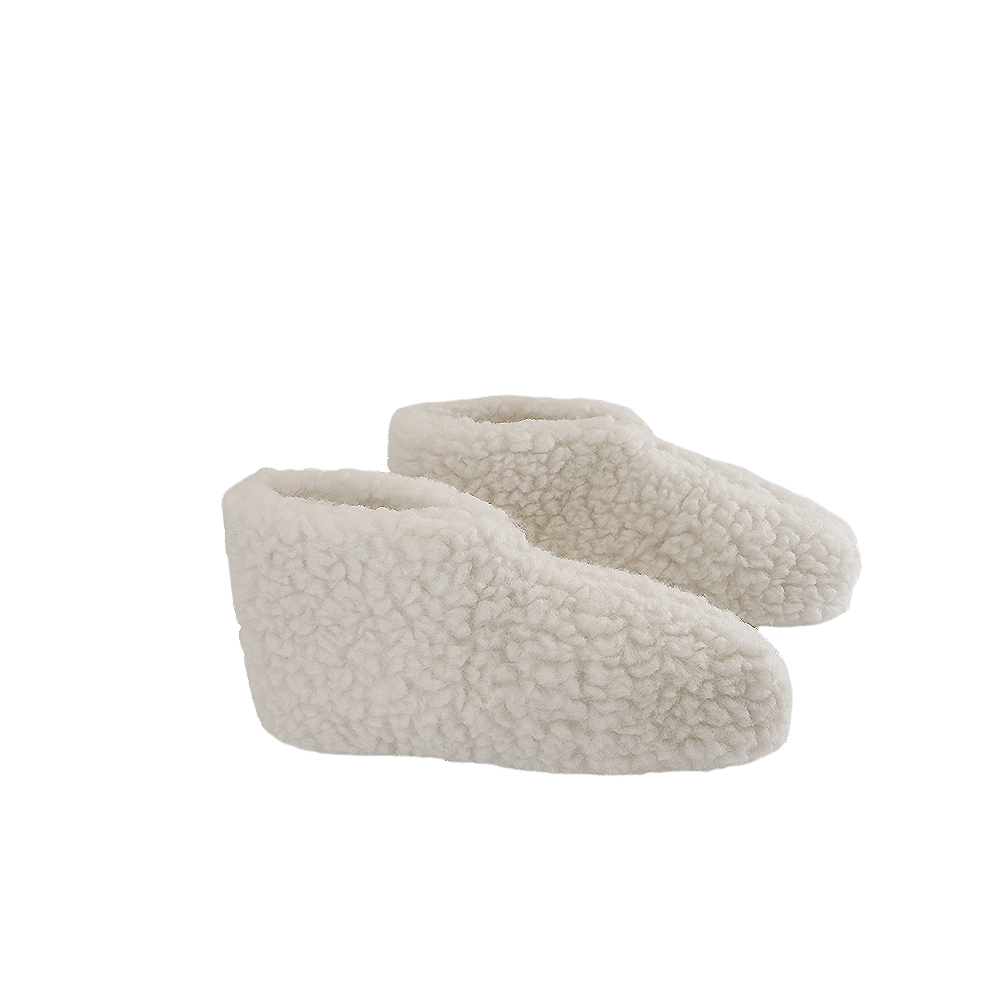 Flauschige Wollhausschuhe (100% reine Wolle) - Modell Weiß - Dänisches Design von SHUS