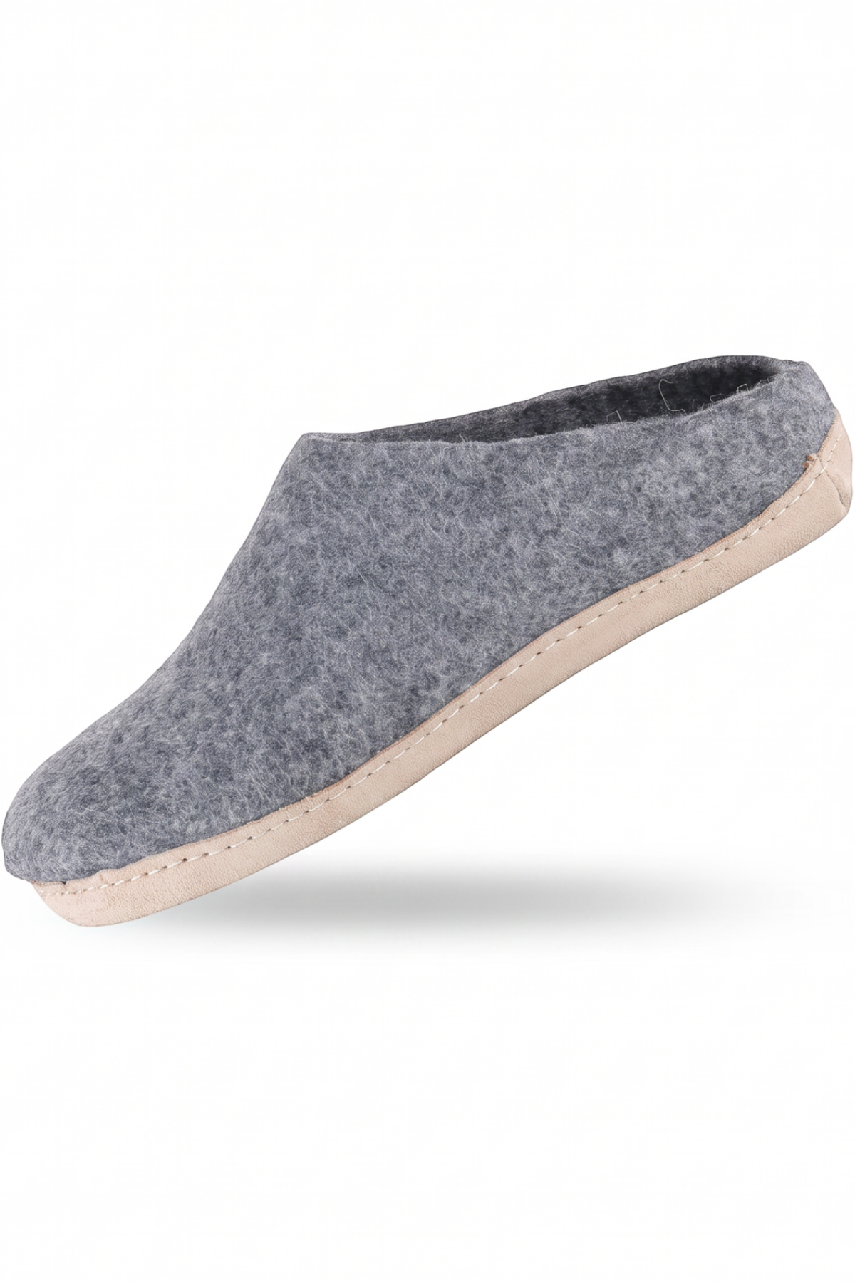 Wollpantoffel (100 % reine Wolle) – Modell Denim mit Ledersohle – dänisches Design von SHUS
