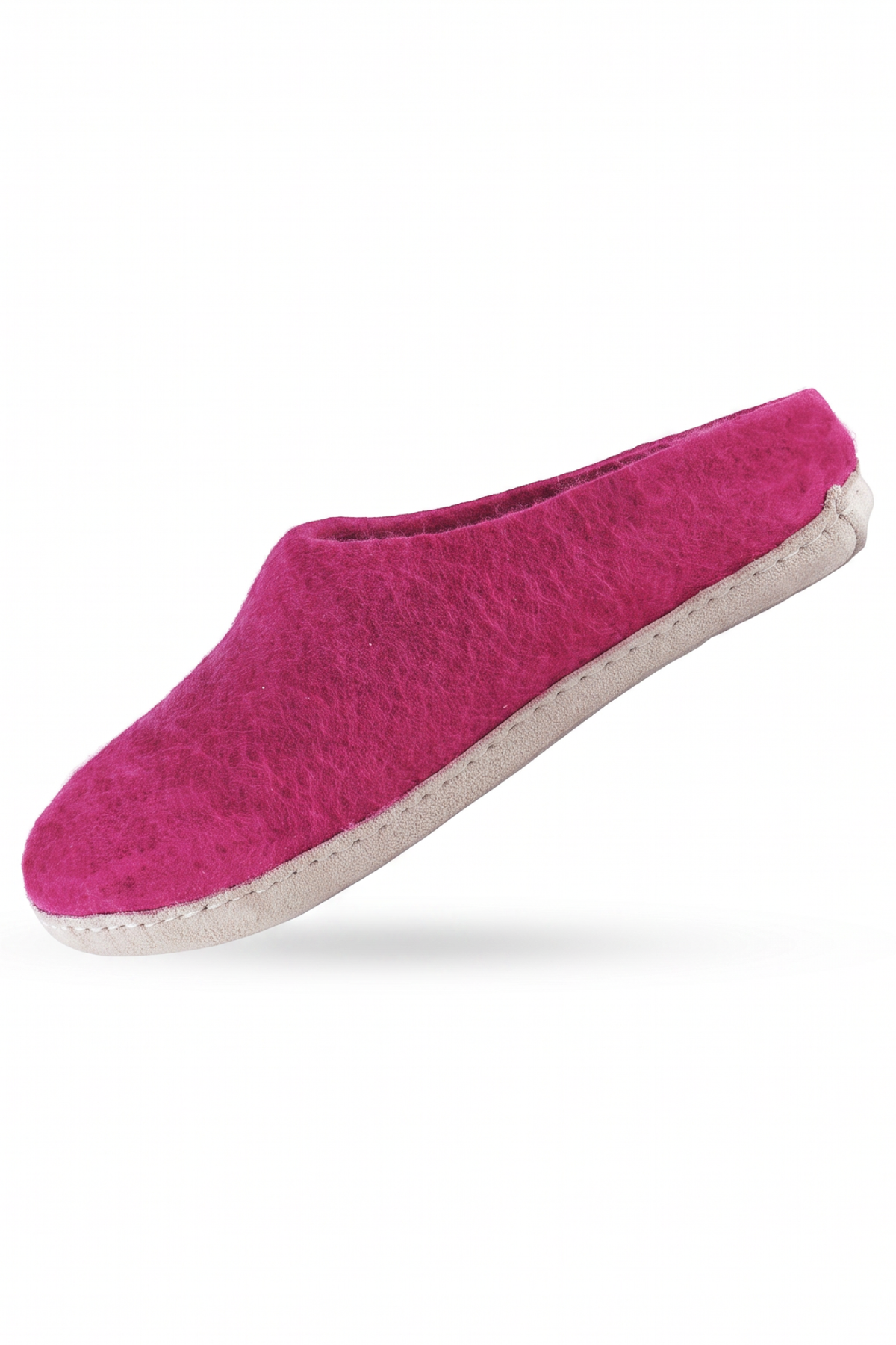 Wollpantoffel (100 % reine Wolle) – Modell Pink mit Ledersohle – dänisches Design von SHUS