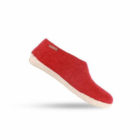 Wollhausschuhe (100 % reine Wolle) – Modell Rot mit Ledersohle – Dänisches Design von SHUS