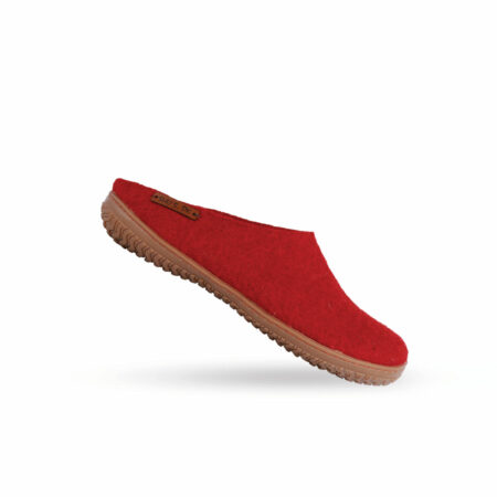 Wollpantoffel (100 % reine Wolle) – Modell Rot mit Gummisohle – Dänisches Design von SHUS