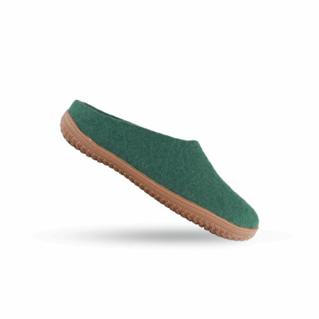 Wollpantoffel (100 % reine Wolle) – Modell Grün mit Gummisohle – Dänisches Design von SHUS