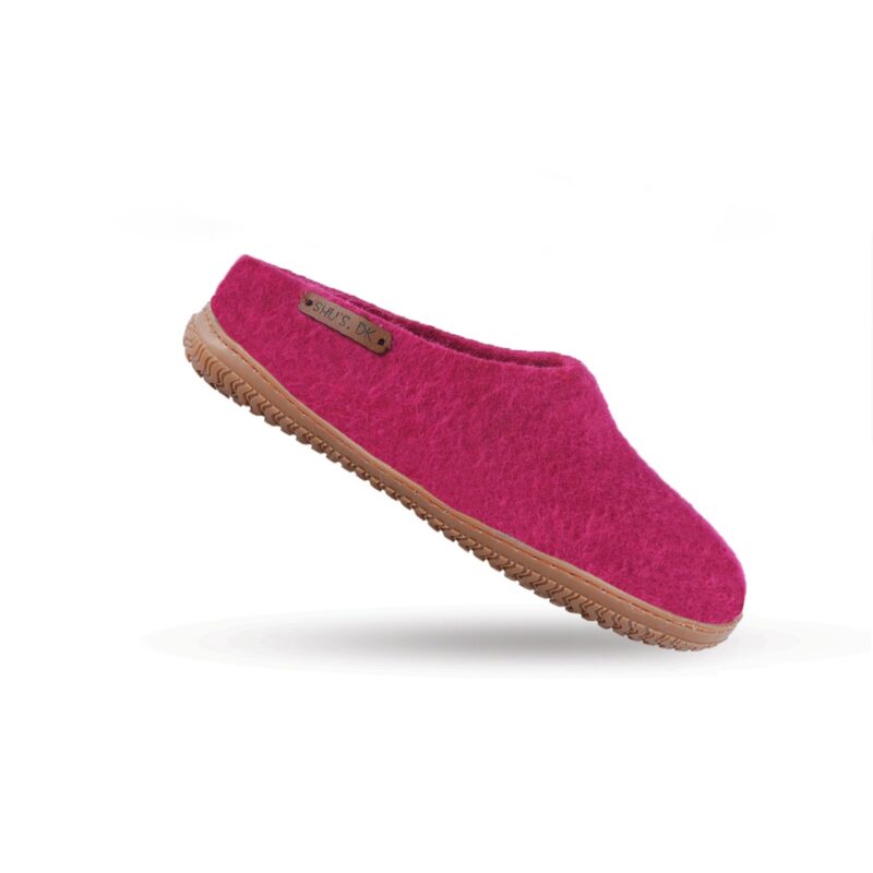 Wollpantoffel (100 % reine Wolle) – Modell Pink mit Gummisohle – Dänisches Design von SHUS