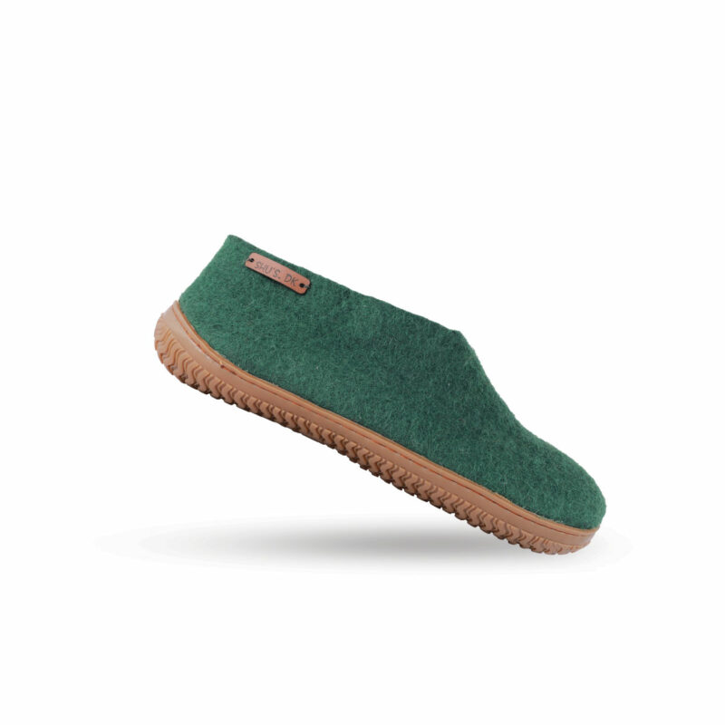 Wollhausschuhe (100 % reine Wolle) – Modell Grün mit Gummisohle – Dänisches Design von SHUS